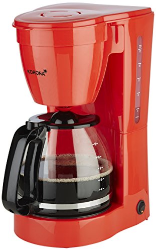 Korona 10117 Kaffeemaschine in Rot | Filter-Kaffeeautomat | Mit Glaskanne | Für 12 Tassen Kaffee | Warmhalteplatte | Schwenkfilter | 800 Watt von Korona