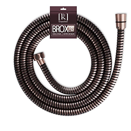 Design Duschschlauch BROX in Bronze Antik | Länge: 1500 mm | Geeignet von 0,5 bis 8 Bar | max. 90°C | DIN-Ansichlüsse 1/2 Zoll von Korpusbad