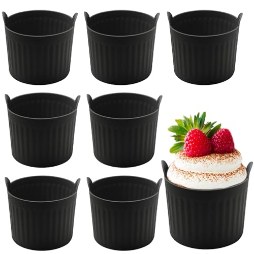 Korsaot 8 Stück Muffinform Silikon, Wiederverwendbare Muffinförmchen, Mini Muffinform Hochwertigem, Hohe Temperaturbeständigkeit Muffinförmchen Airfryer (Schwarz) von Korsaot