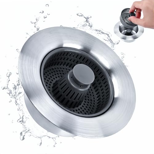 Stöpsel für Spülbecken, Edelstahl Abflusssieb Küchenspüle, Sieb für Spülbecken Anti-Geruch, Spülbecken Stöpsel, Spülbecken Sieb Tiefe des Abflusslochs > 35 mm von Korsaot