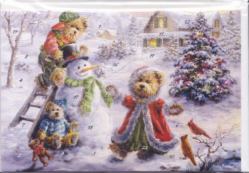 KORSCH VERLAG Adventskalenderkarte Teddys und Schneemann von Korsch