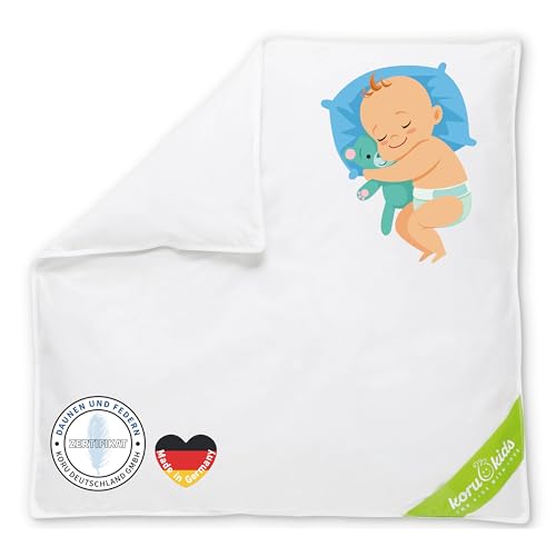 Koru Kids® Baby-Oberbett - 80 x 80 cm - Baby Daunendecke - allergikergeeignet - Füllmenge 150g von Koru Kids