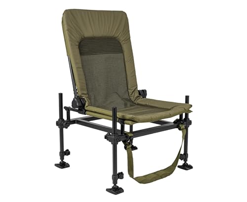 Korum Progress Supa Lite Stretch Feeder Angelstuhl S23 | federbelastete vertikale Teleskopbeine | atmungsaktives Supa Lite Stretchgewebe | abnehmbarer, gepolsterter Sitz | Gewicht: 6,4 kg | Code von Korum