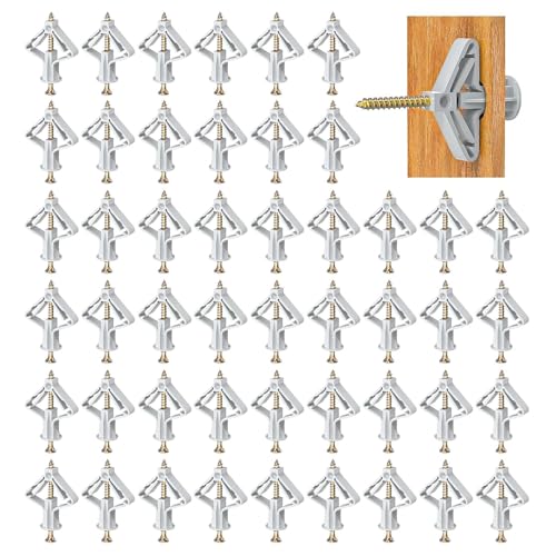Hohlraumdübel Set Butterfly, 50 Stück Gipskartondübel mit 50 Stück Schrauben, Trockenbau Dübel Und Spreizdübel, Trockenbaudübel Sets, für Gipskarton Hohlwand Gipsfaserplatten von Korysnew