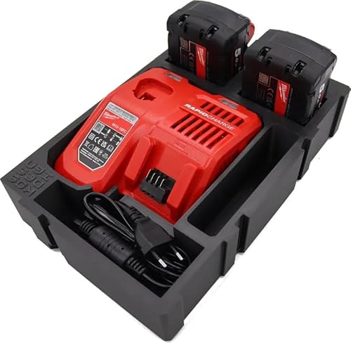 Kos Design Einsatz für das Milwaukee Packout System insert Ladegerät / 2x 5.0 Ah accus - Geeignet für 2/3 Schubladen Packout Systeme von Kos Design