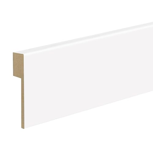 Kosche | Fliesenabdeckleiste | Topline | MDF Foliert | 16 x 100 x 2500 mm | Weiß | Sockelleiste | Fußleiste | Hochwertig | Robust | 2.5 Meter von Kosche