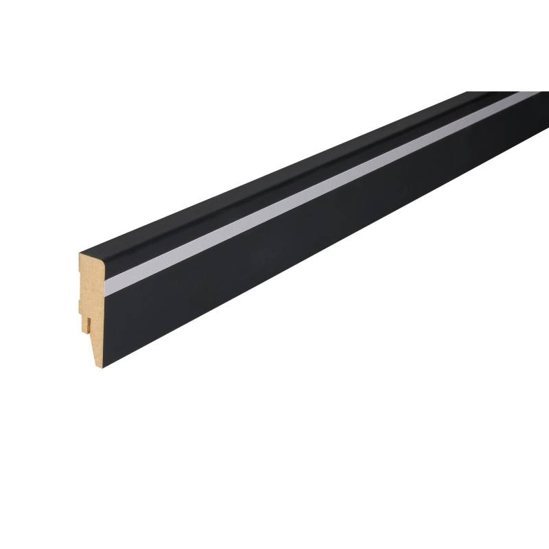Kosche Sockelleiste 'Design' gerade schwarz matt 2500 x 58 x 16 mm, mit Applikation von Kosche