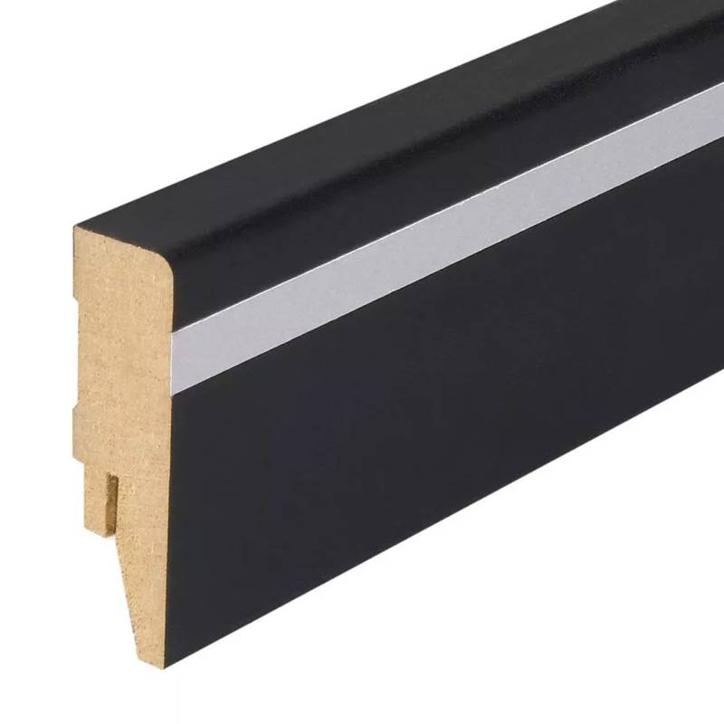 Kosche | Sockelleiste | MDF | 78247 | 16 x 58 x 2500 mm | Schwarz | Silber | Fußleiste von Kosche