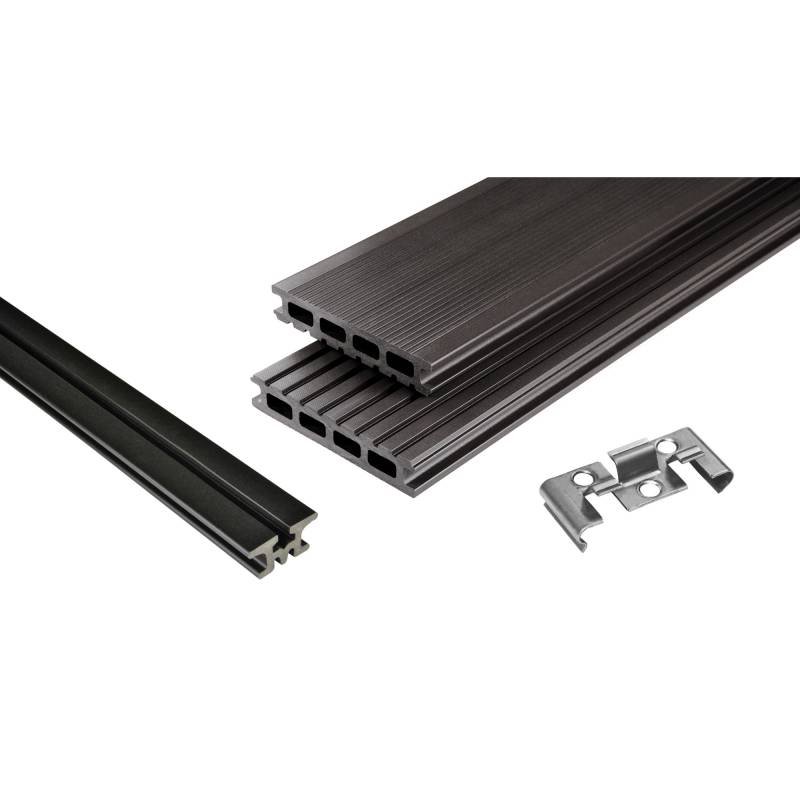 Kosche Terrassendielenpaket 'Kovalex' WPC graubraun 3000 x 3000 x 26 mm von Kosche
