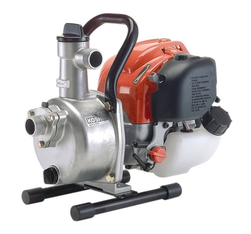 Koshin Klarwasserpumpe Benzin Pumpe Gartenpumpe Motopumpe Koshin SEH-25L 1 Zoll 25 mm (Originalverpackung), Kapazität 115 l/min Förderhöhe 32 m Saughöhe 8 m von Koshin