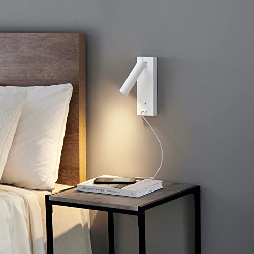KOSILUM – LED-Wandleuchte Lampe Wohnzimmer LED Lampen mit USB-Anschluss – Tofino – Licht warmweiß Beleuchtung Schlafzimmer Küche Flur – 3 W – 210 lm – integrierte LED – IP20 von KOSILUM