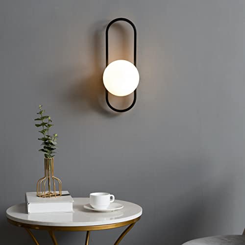 KOSILUM – Wandleuchte Vintage schwarz und weißes Glas – Belisto – Licht warmweiß Beleuchtung Wohnzimmer Schlafzimmer Küche Flur – 1 x max 40 W – E27 – IP20 von KOSILUM