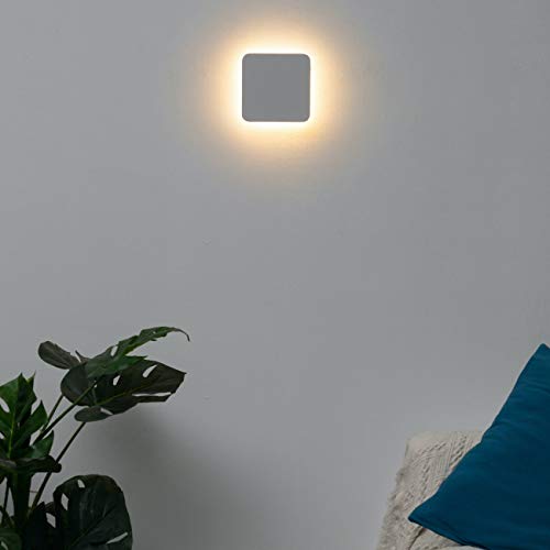 Kosilum – LED-Wandleuchte quadratisch abgerundete Kanten minimalistisch – Eporedia – Warmweißes Licht Beleuchtung Wohnzimmer Schlafzimmer Küche Flur – 6 W – 550 lm – integrierte LED – IP20 von KOSILUM
