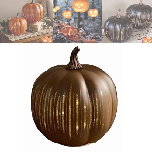 Set mit 2 Beleuchteten Sternennacht,Funkelnder Sternennacht-Glaskürbis Nachtlicht mit Timer-Beleuchtung, Herbst- und Erntedankdekorationen für den Tisch zu Hause oder im Landhausstil (Braun L) von Kosinso