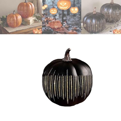 Set mit 2 Beleuchteten Sternennacht,Funkelnder Sternennacht-Glaskürbis Nachtlicht mit Timer-Beleuchtung, Herbst- und Erntedankdekorationen für den Tisch zu Hause oder im Landhausstil (Schwarz S) von Kosinso