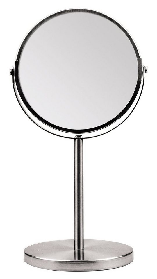 Koskaderm Spiegel Kosmetex Metall Stand-Spiegel mit 2-fach Vergrößerung, 2 Spiegelflächen, 34cm Ø 16cm, Kosmetik-Spieg von Koskaderm