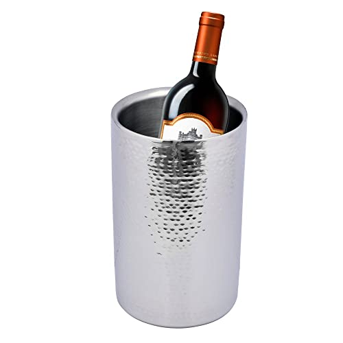 Kosma Doppelwandiger Weinkühler aus Edelstahl, Größe 12 x 20 cm - Getränkekühler mit gehämmerter Oberfläche | Weinflaschenkühler Kosma Doppelwandiger Weinkühler aus Edelstahl, Größe 12 x 20 cm - Getränkekühler mit gehämmerter Oberfläche | Weinflaschenkühler von Kosma