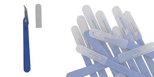 10x Einwegskalpell Klinge Figur 12 mit Schutz-kappe, Kosmetex Einmal Skalpell, einzeln steril verpackt, Figur 12 von Kosmetex