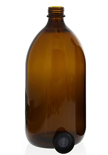 Braunglas-Flasche m. Verschluss, rund, Enghals, leer Kosmetex Sirupflasche, Enghalsflasche, 1000 ml, 1× 1000 ml Braunglas-Flasche m. Verschluss, rund, Enghals, leer Kosmetex Sirupflasche, Enghalsflasche, 1000 ml, 1× 1000 ml von Kosmetex