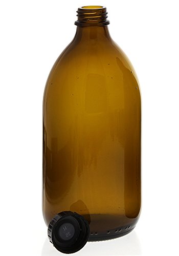 Braunglas-Flasche m. Verschluss, rund, Enghals, leer Kosmetex Sirupflasche, Enghalsflasche, 500 ml, 1× 500 ml von Kosmetex