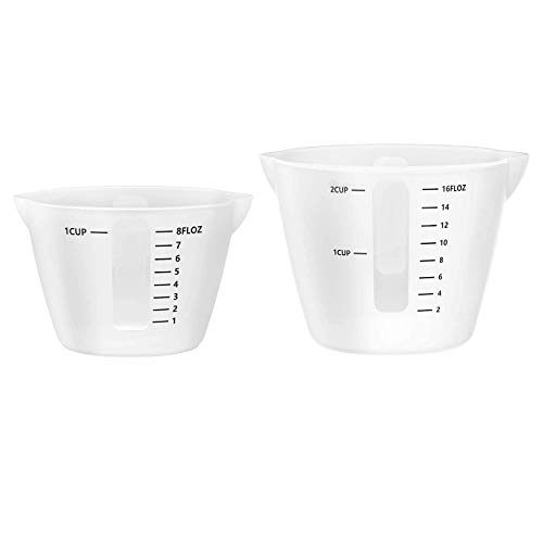Drei Messbecher a 10, 50 und 100 ml, natur kleine Dosier-Becher, transparent Kosmetex Griffinbecher, Set klein von Kosmetex