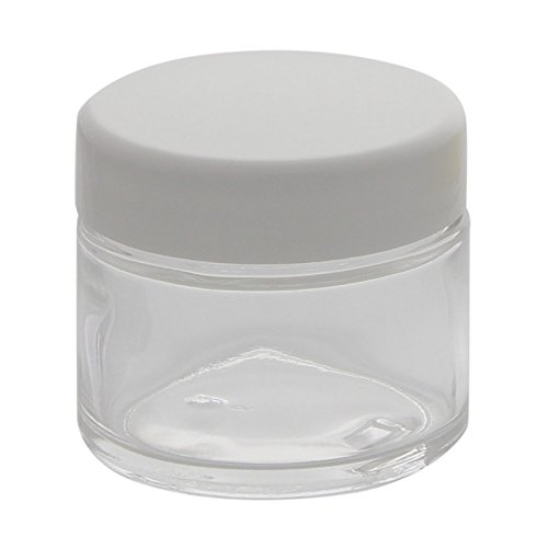 Klar-Glas Tiegel 50ml mit Deckel Weiß, Leere Kosmetex Creme Glas-Dose, Kosmetik-Dose aus Klarglas, Klar - Weiß, 1 Stück von Kosmetex