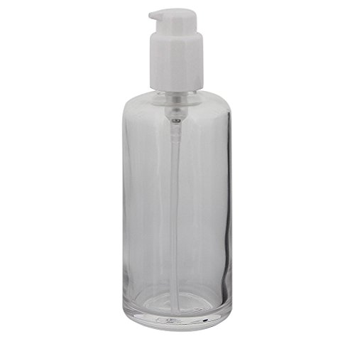 Klarglas, Gel-Spender Flasche, m. weißer Lotionspender, 200 ml Kosmetex Glas-Flasche, Flakon, leer, 1× 200 ml Klarglas von Kosmetex
