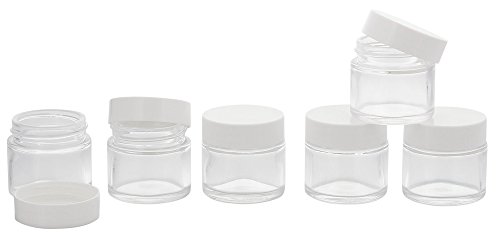 Klarglas Tiegel m. Deckel Weiß, 30 ml Leerer Tiegel, Kosmetex Glas-Dose, 6× weiß von Kosmetex