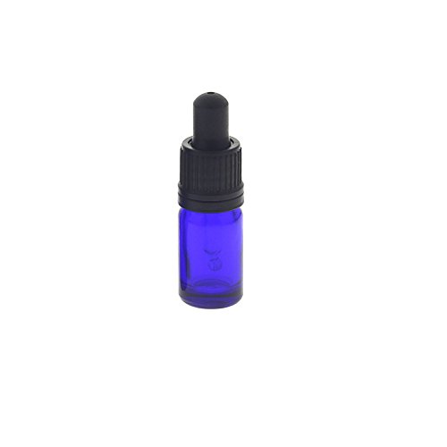 Kosmetex Extra kleine Pipettenflasche 5 ml, Mini Blauglas Flasche mit Pipette, nur 7cm hoch, 1 Stück von Kosmetex