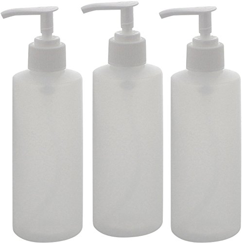 Luzente Plastik Flasche mit Pumper, Seifenspender Kosmetex Gelspender, leer, rund, klar 200 ml, 3× klar von Kosmetex