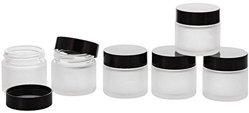 Matt Glas-Tiegel 30 ml m. Deckel, Leere Kosmetex Glas Creme-Dose, Kosmetik-Dose, 6× 30 ml Mattglas Schwarz Deckel von Kosmetex