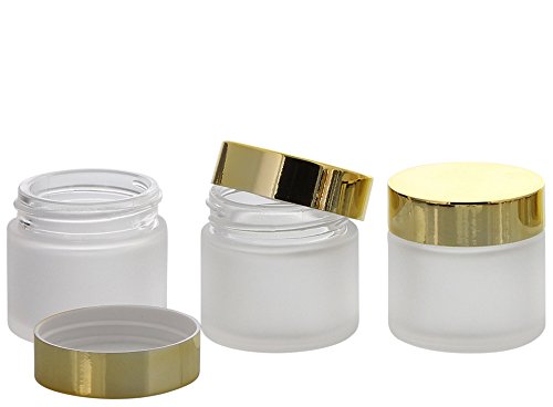 Matt Glas-Tiegel 30 ml mit Gold Deckel, Leere Kosmetex Glas Creme-Dose, Kosmetik-Dose aus Mattglas, 3× 30 ml Mattglas mit Gold Deckel von Kosmetex