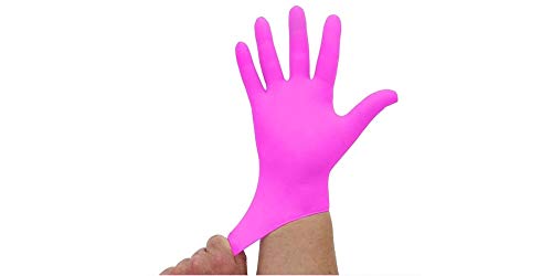 Nitrilhandschuhe kräftiges Pink Magenta, Einmalhandschuhe, Einweghandschuhe, 100 Stück, Größe L von Kosmetex