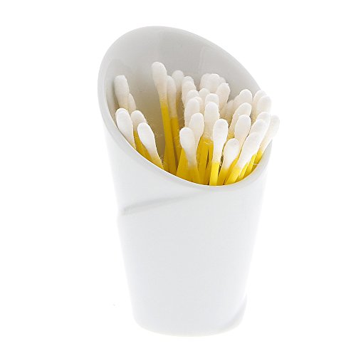 Q-Tips-Spender weißes Porzellan Kosmetex Bad Accessoires Garnitur"Bianca", Q-Tips-Spender von Kosmetex