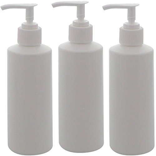 Weiße Flasche mit Seifenspender/große Gelspender m. Pumper Kosmetex, leer, rund, Kunststoff weiß, 200 ml, 3× weiß von Kosmetex