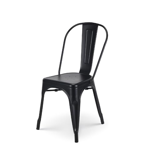 Kosmi - Schwarzer Stuhl aus Metall Mattschwarz Industrial Style Factory von Kosmi
