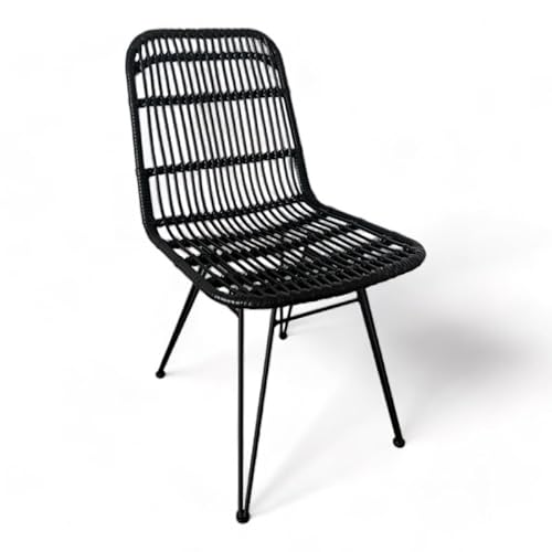 Kosmi - Set mit 2 Stühlen, schwarz, Natur-Stil, Rattan-Optik, Polyrattan-Optik und Füße aus Metall von Kosmi