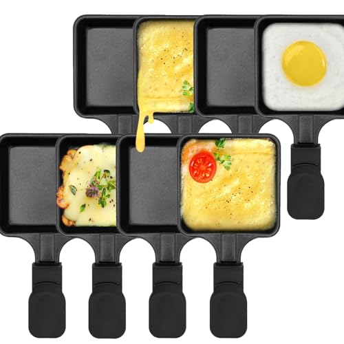 Kosmosta Antihaftbeschichtete Mini-Grill-Käsepfanne Schmelzzubehör für Raclettes Ersatzbleche Raclette-Geschirr Mini-Raclette-Pfannen, quadratische Form (8 Stück) von Kosmosta