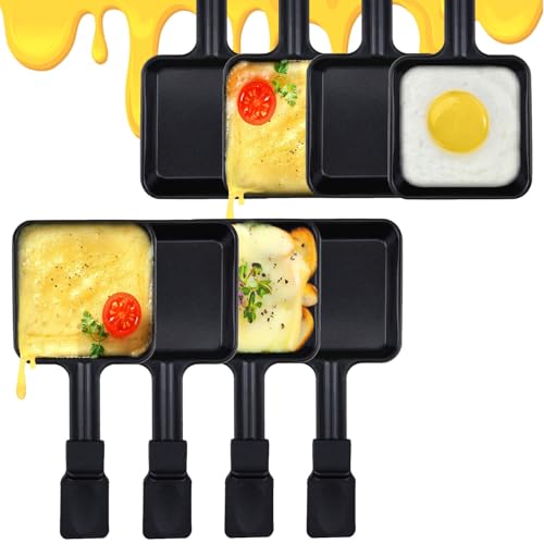 Kosmosta Antihaftbeschichtete Mini-Grill-Käsepfanne Schmelzzubehör für Raclettes Ersatzbleche Raclette-Geschirr Mini-Raclette-Pfannen, quadratische Form (8 Stück) von Kosmosta