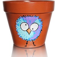 Blumentopf Handbemalter Übertopf Blauer Lustiger Vogel Designer 6-Zoll-Blumentopf Terrakotta-Blumentopf Geschenk Geburtstagsgeschenk von Kossitas