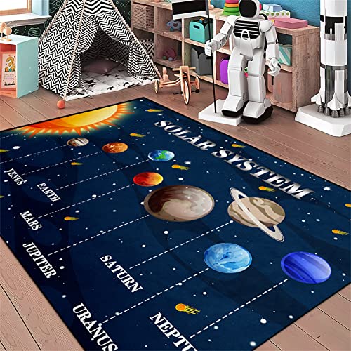 Kossmjx Universe Planet Area Rugs Outer Space Rugs for Boys Bedroom Educational Sofa Floor Mat Galaxy Solar System Theme Throw Rugs for Indoor Outdoor Carpets Crystal Polyester Mats Oversized, 5'×7' von Kossmjx