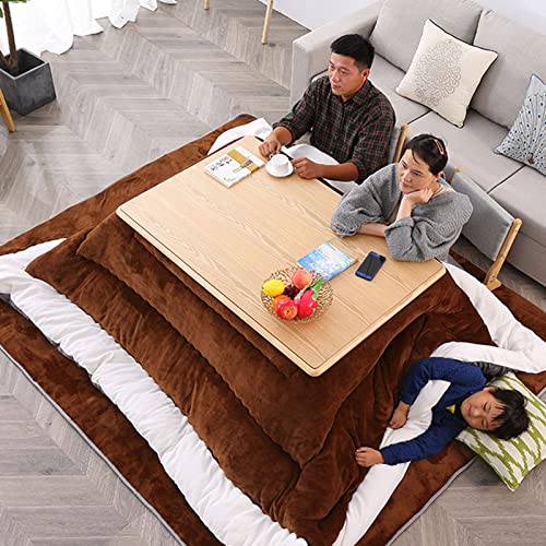 4er-Set Wohnzimmerheizung Kotatsu-Tisch Im Winter Massivholz-Tatami-Tisch Sommer-Couchtisch Warmes Geschenk Für Die Familie (Color : Wood color, S : 120 * 80 * 45cm) von Kotatsu