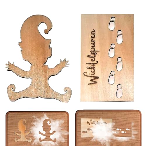 Kotkiddy® Wichtelschablone Fußabdrücke Wichteltür Zubehör Weihnachtswichtel Elf Weihnachtsdekoration (Wichtelschablone + Fußabdrücke) von Kotkiddy