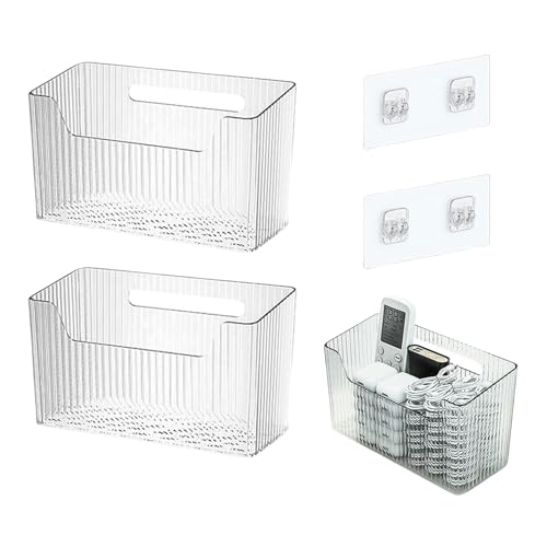 Kotkiddy 2 Stück Wandmontierter Organisator Korb, Badezimmer Organizer, Küchenschrank OrganizerDusche Caddy Stapelbar Klarer Makeup Organisator von Kotkiddy