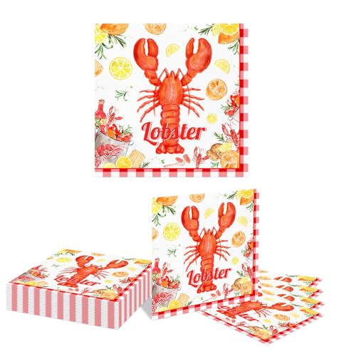 Kotkiddy 20 Stück Kriegerkrabben Einweg Servietten für Sommer Abendessen Picknick Barbecue Kriegerkrabben Cocktail Servietten Mittagessen Servietten von Kotkiddy