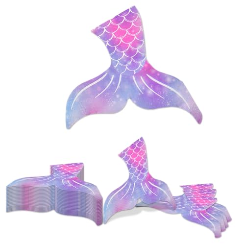 Kotkiddy 20 Stück Meerjungfrau Party Servietten Meerjungfrau Schwanz Papier Serviette 5 x 5 Zoll Meerjungfrau Party Artikel Einmalige Cocktail Servietten Unter dem Meer Lustige von Kotkiddy
