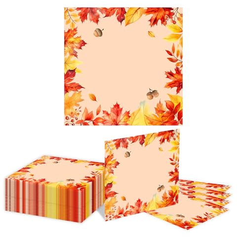 Kotkiddy 40 Stück Servietten Wiederverwendbare Servietten Stoff Ahornblätter Herbstblätter Waschbare Dekorative Tisch Dinner Servietten von Kotkiddy