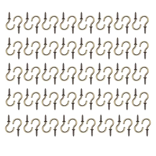 Kotkiddy 80 Stück 3cm Schraubhaken, Schraub-Deckenhaken Mini-Schraube für Schrauben für Holz Schraubhaken für Innen- und Außenbereich Wandbehang Pflanze (Bronze) von Kotkiddy