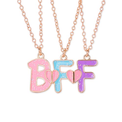 Kotkiddy Passende BFF Best Freundinnen Halsketten für 3 Mädchen Freundschaft Halsketten für DREI Beste Freundinnen Jubiläum Geburtstag Weihnachts Geschenke für Bestie Best Freund von Kotkiddy