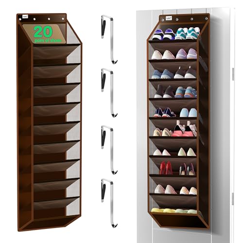 Kotkn Schuhregal zum Aufhängen mit 10 Etagen, robust hinter der Tür, stabiles Oxford-Gewebe, 20+ Paar Schuhschrank für Stiefel und Turnschuhe – spart 50 % Platz im Schrank. (Dark Curry) von Kotkn